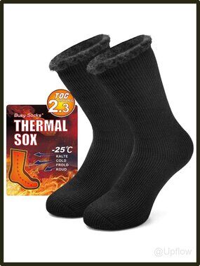 Extra Thick Thermal Boot Socks Insulated Crew Warm Winter Skiing Hiking Black